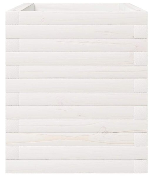 Fehér tömör fenyőfa kerti virágtartó 110 x 40 x 49,5 cm