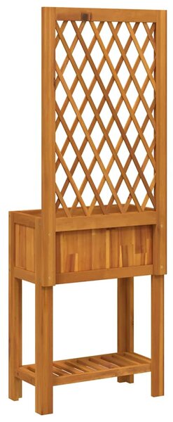 Tömör akácfa rácsos ültetőláda polccal 55 x 29,5 x 152 cm