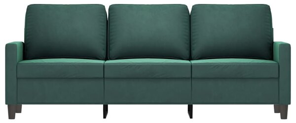 3 személyes sötétszöld bársony kanapé 180 cm