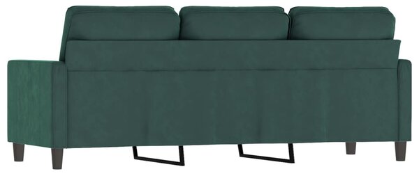 3 személyes sötétszöld bársony kanapé 180 cm