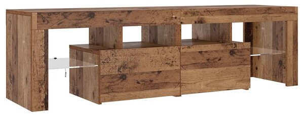 Antik fa színű szerelt fa TV-szekrény LED-ekkel 140x36,5x40 cm