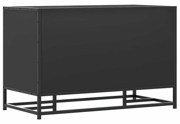 Cipőpad Fekete 80x40x53,5 cm Fából és fémből készült pad