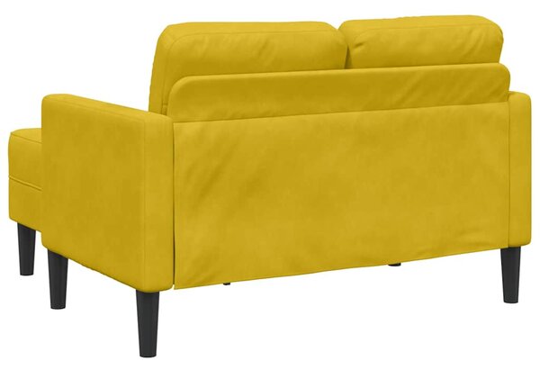 Sárga bársony 2 üléses kanapé L-alakú kanapéval 125 cm