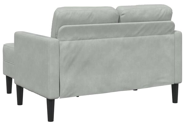 Világosszürke bársony 2 üléses kanapé L-alakú kanapéval 125 cm