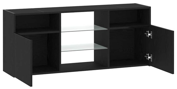 Fekete tölgy szerelt fa TV-szekrény LED-ekkel 120x30x50 cm