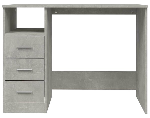 Betonszürke szerelt fa íróasztal fiókokkal 102x50x76 cm