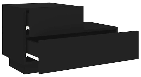 Fekete éjjeliszekrény LED-világítással 70 x 36 x 40,5 cm
