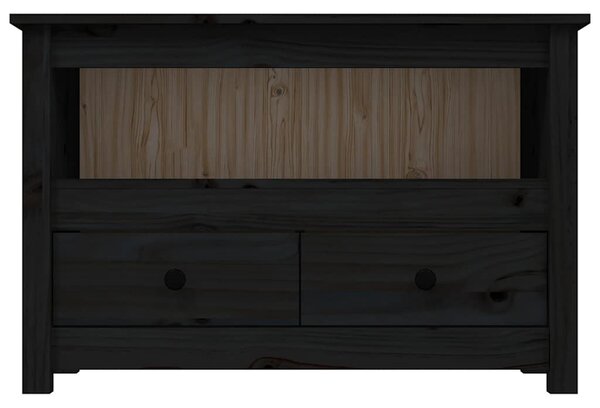 Fekete tömör fenyőfa TV-szekrény 79 x 35 x 52 cm