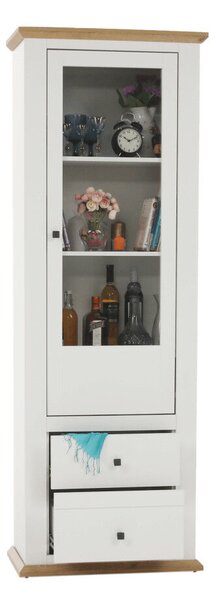 Vitrin MZ4, fehér/grand tölgy, LEON