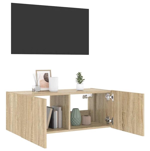 Sonoma tölgy színű fali TV-szekrény LED-ekkel 80x35x31 cm