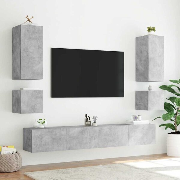 Betonszürke fali TV-szekrény LED-világítással 100 x 35 x 31 cm