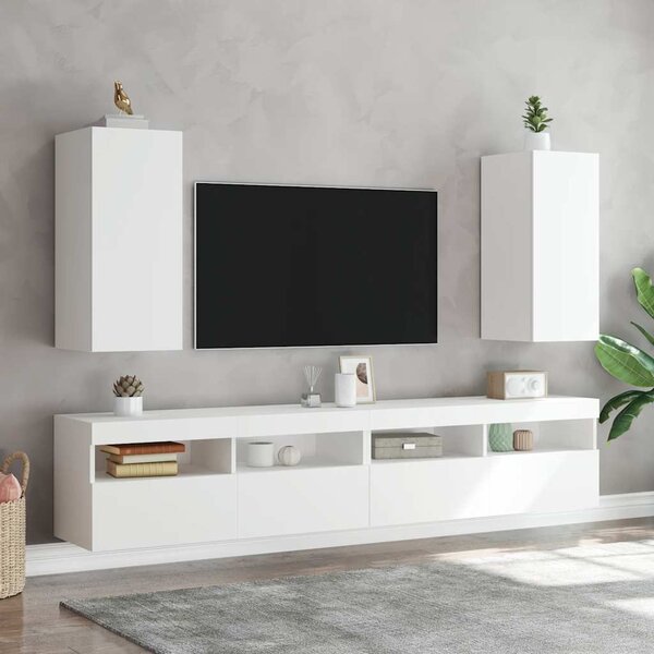 Fehér falra szerelhető TV-szekrény LED-lámpákkal 30,5x35x70 cm