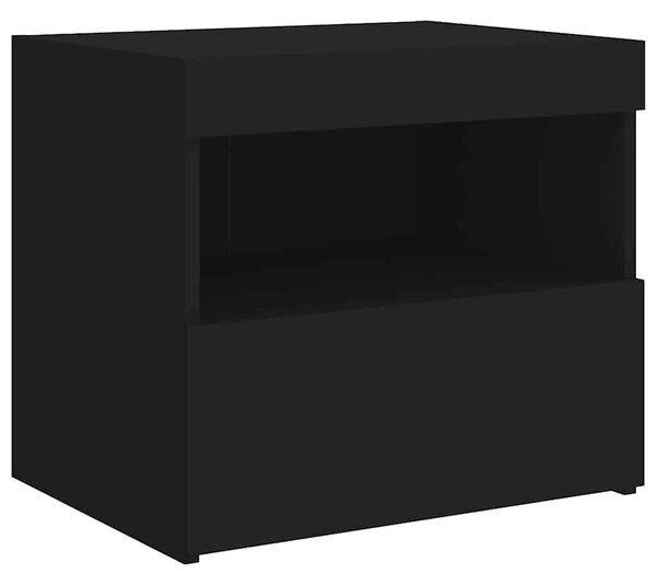 Fekete éjjeliszekrény LED-világítással 50 x 40 x 45 cm