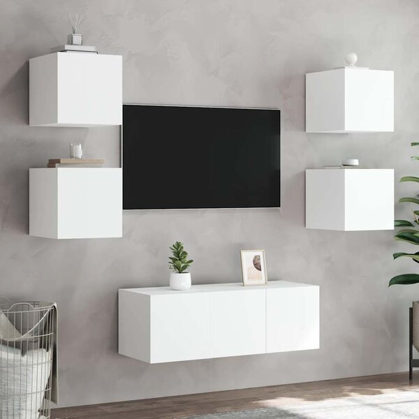 Fehér fali TV-szekrény LED-világítással 30,5x35x30 cm