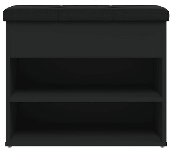 Fekete szerelt fa cipőtároló pad 62 x 32 x 50 cm