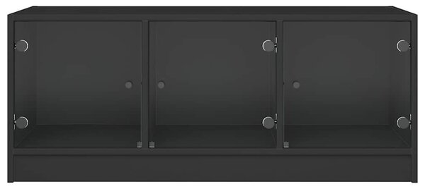 Fekete dohányzóasztal üvegajtókkal 102 x 50 x 42 cm