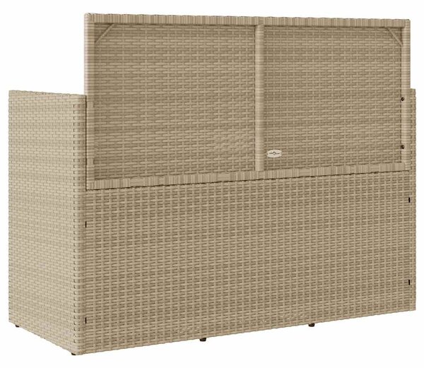 Bézs polyrattan kerti pad párnákkal