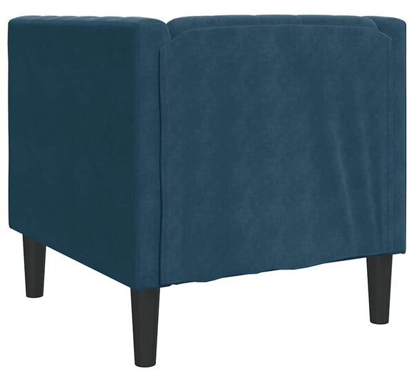 Kék bársony Chesterfield kanapéfotel