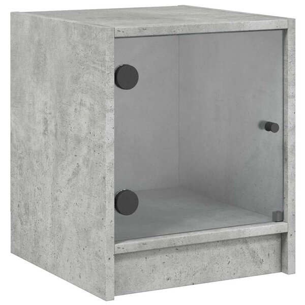 2 db betonszürke éjjeliszekrény üvegajtókkal 35 x 37 x 42 cm