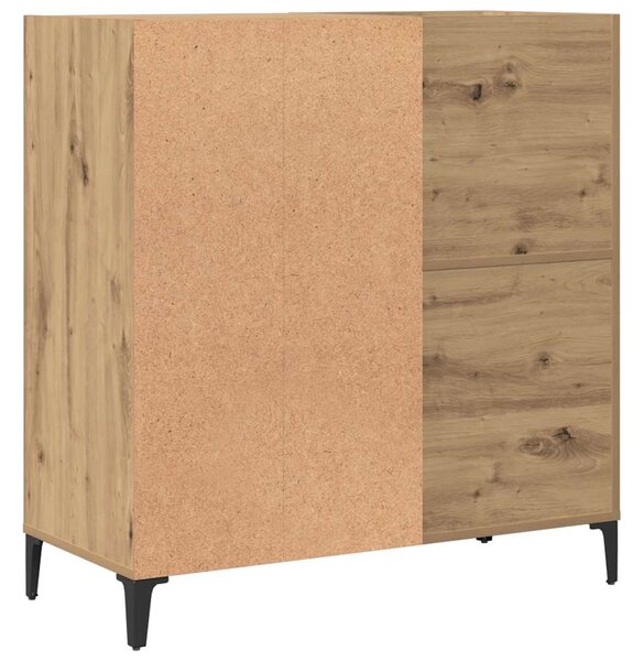 Kézműves tölgy színű szerelt fa hanglemezszekrény 84,5x38x89 cm