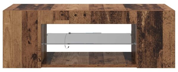 Antik fa színű szerelt fa TV-szekrény LED-ekkel 90x39x30 cm