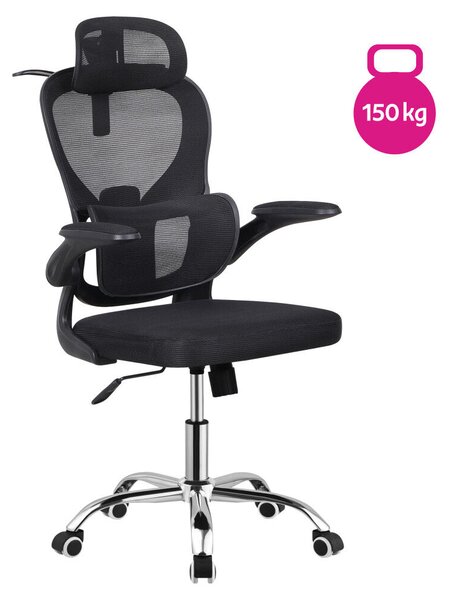 Irodai szék, fekete/króm, 150 kg teherbírás, GILON