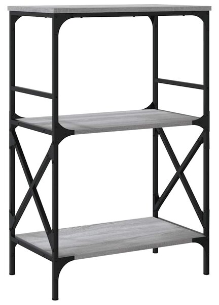 3 szintes szürke sonoma szerelt fa könyvespolc 56x35x90,5 cm