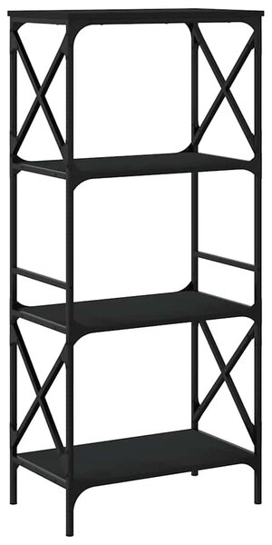 4 szintes fekete szerelt fa könyvespolc 59 x 35 x 132 cm