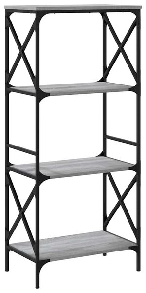 4 szintes szürke sonoma szerelt fa könyvespolc 59 x 35 x 132 cm