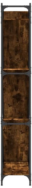 Füstös tölgy színű szerelt fa és fém könyvszekrény 79x30x180 cm