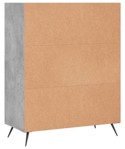 Betonszürke szerelt fa könyvespolc 69,5 x 32,5 x 90 cm