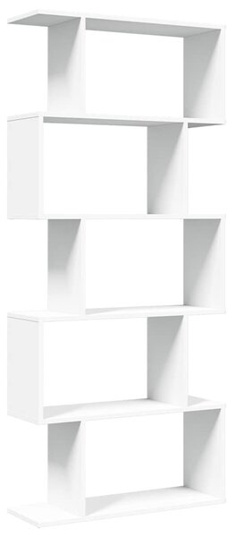 5-szintes szobaelválasztó könyvespolc fehér 70 x 24 x 161 cm rétegelt fa