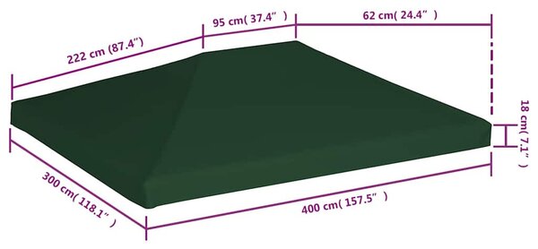 Zöld pavilon tetőponyva 310 g/m², 4 x 3 m