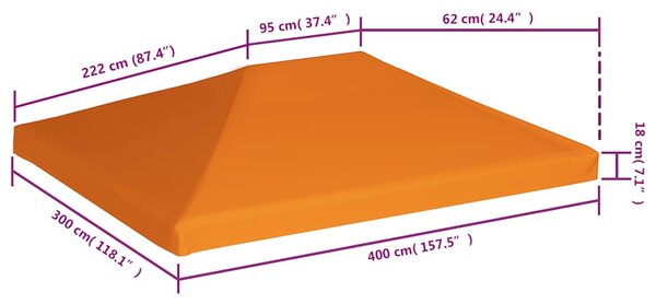 Narancssárga pavilon tetőponyva 310 g/m², 4 x 3 m