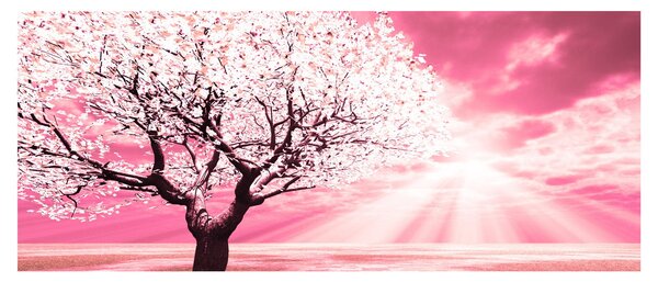 Rózsaszín fa képe (120x50 cm)
