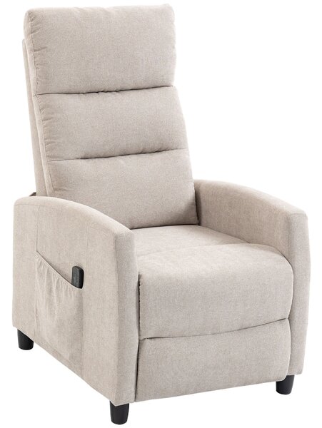 HOMCOM kézi dönthető masszázsfotel 160°, Chenille, lábtartó, távirányító, zsebek, krémszínű