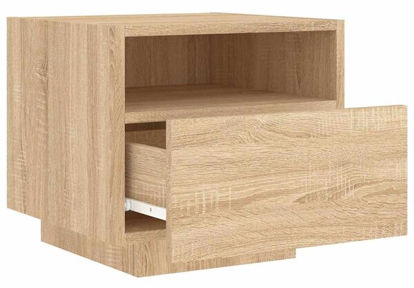 2 db sonoma tölgy színű éjjeliszekrény LED-ekkel 40x39x37 cm