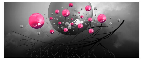 Rózsaszín absztrakt gömbök képe (120x50 cm)