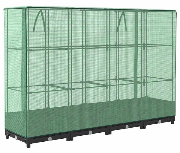 Rattan hatású magaságyás üvegháztakaróval 160 x 40 x 123 cm