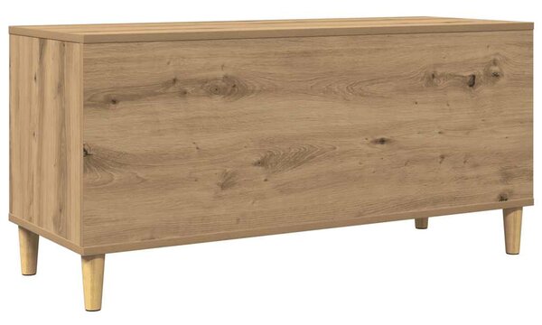Kézműves tölgy színű szerelt fa hanglemezszekrény 100x38x48 cm
