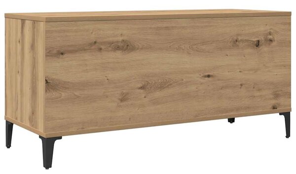 Kézműves tölgy színű szerelt fa hanglemezszekrény 100x38x48 cm