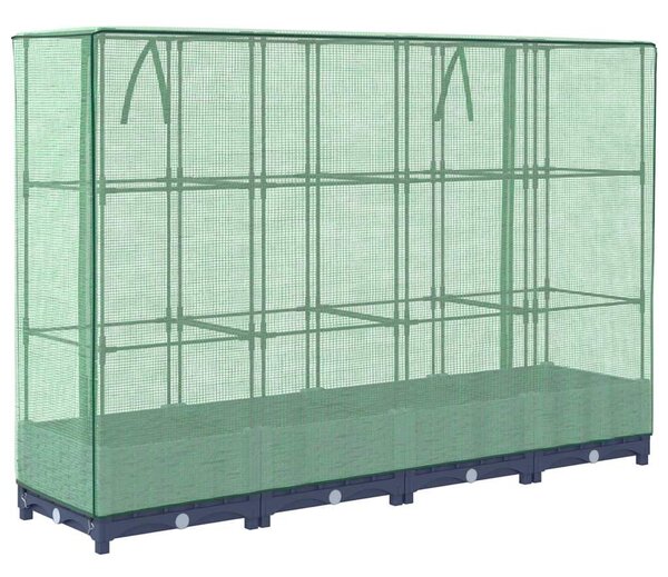 Rattan hatású magaságyás üvegháztakaróval 160 x 40 x 123 cm