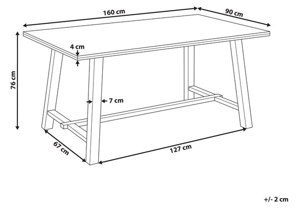 Étkezőasztal BARNES Természetes kőris 160 cm 90 cm