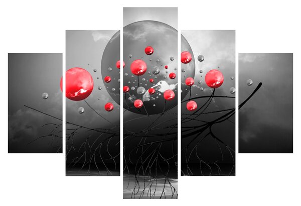Piros absztrakt gömbök képe (150x105 cm)