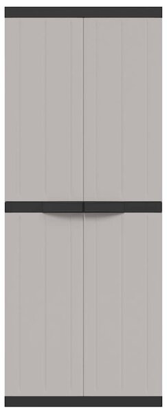 Szürke és fekete PP kültéri tárolószekrény 65 x 37 x 165 cm