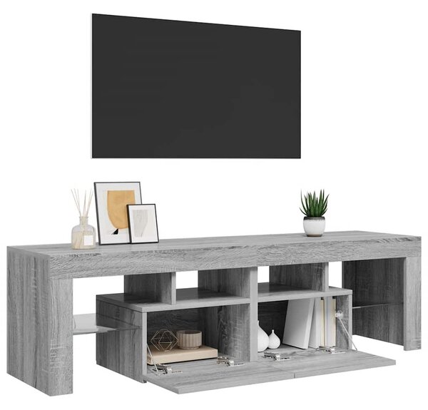 Szürke sonoma színű TV-szekrény LED-világítással 140x36,5x40 cm