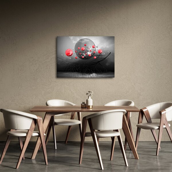 Piros absztrakt gömbök képe (70x50 cm)
