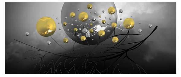 Arany absztrakt gömbök képe (120x50 cm)