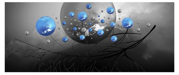 Kék absztrakt gömbök képe (120x50 cm)