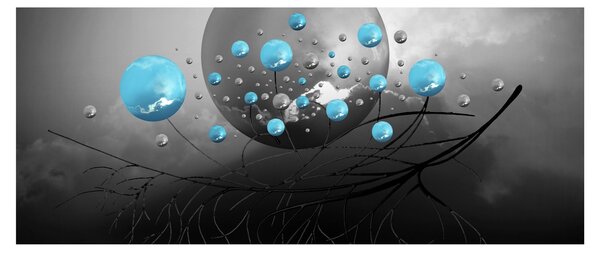 Kép- világos kék absztrakt gömbök (120x50 cm)